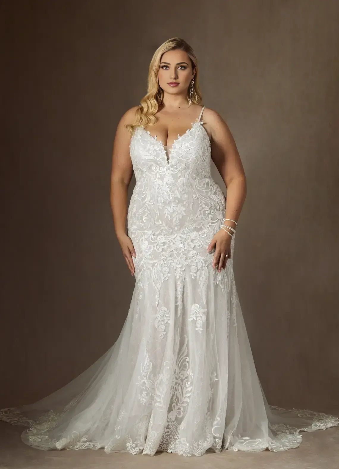 Mermaid Spaghetti Strap Lace Train Wedding Dress - Yihuiw by Yihuiw