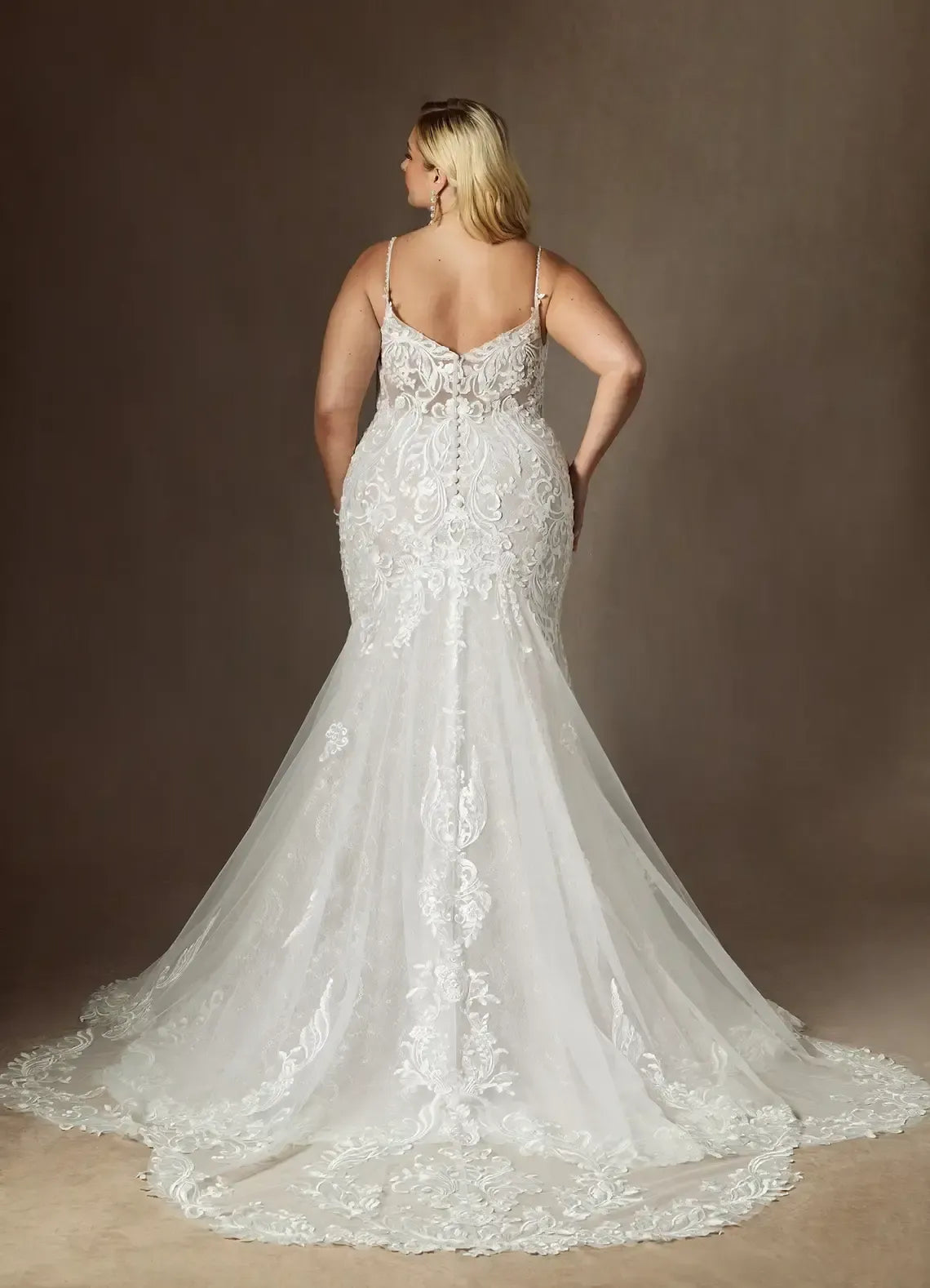 Mermaid Spaghetti Strap Lace Train Wedding Dress - Yihuiw by Yihuiw
