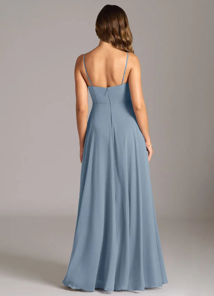 Empire Waist Spaghetti Strap Chiffon Floor-Length Wedding Dress - Yihuiw by Yihuiw