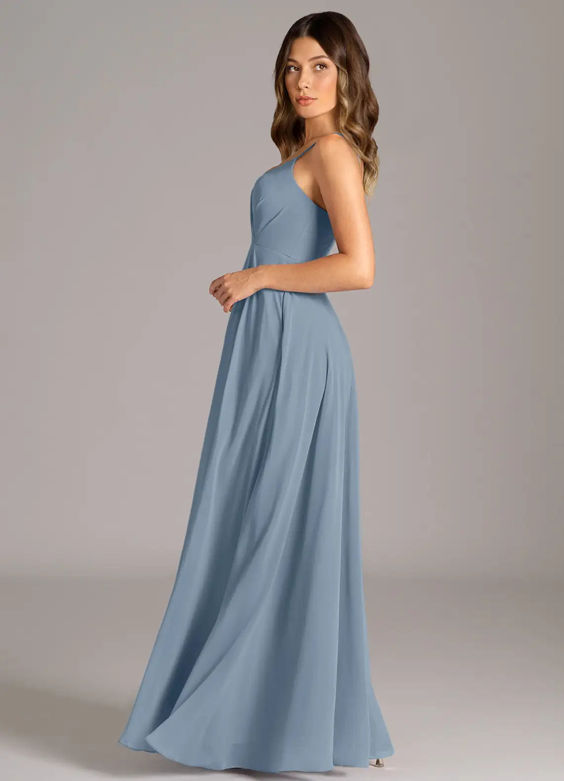 Empire Waist Spaghetti Strap Chiffon Floor-Length Wedding Dress - Yihuiw by Yihuiw