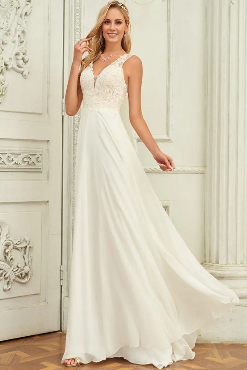 Spaghetti Strap Chiffon Wedding Dress - Yihuiw by Yihuiw