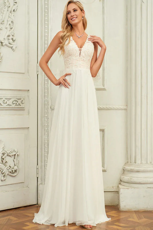 Spaghetti Strap Chiffon Wedding Dress - Yihuiw by Yihuiw