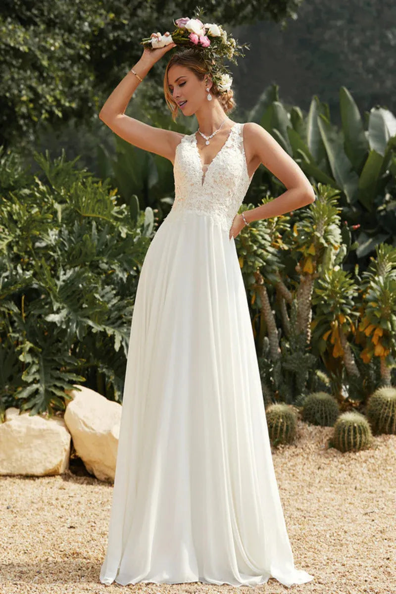 Spaghetti Strap Chiffon Wedding Dress - Yihuiw by Yihuiw