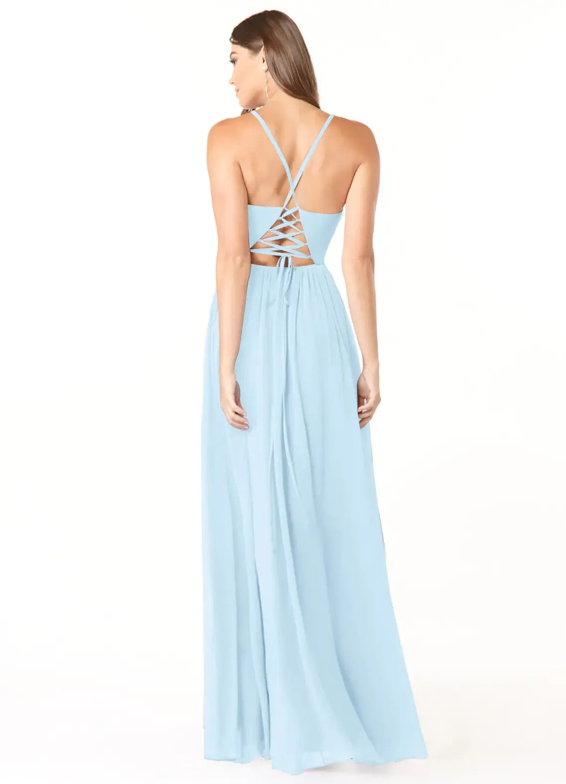 A-Line Spaghetti Strap Chiffon High Slit Wedding Dress - Yihuiw by Yihuiw