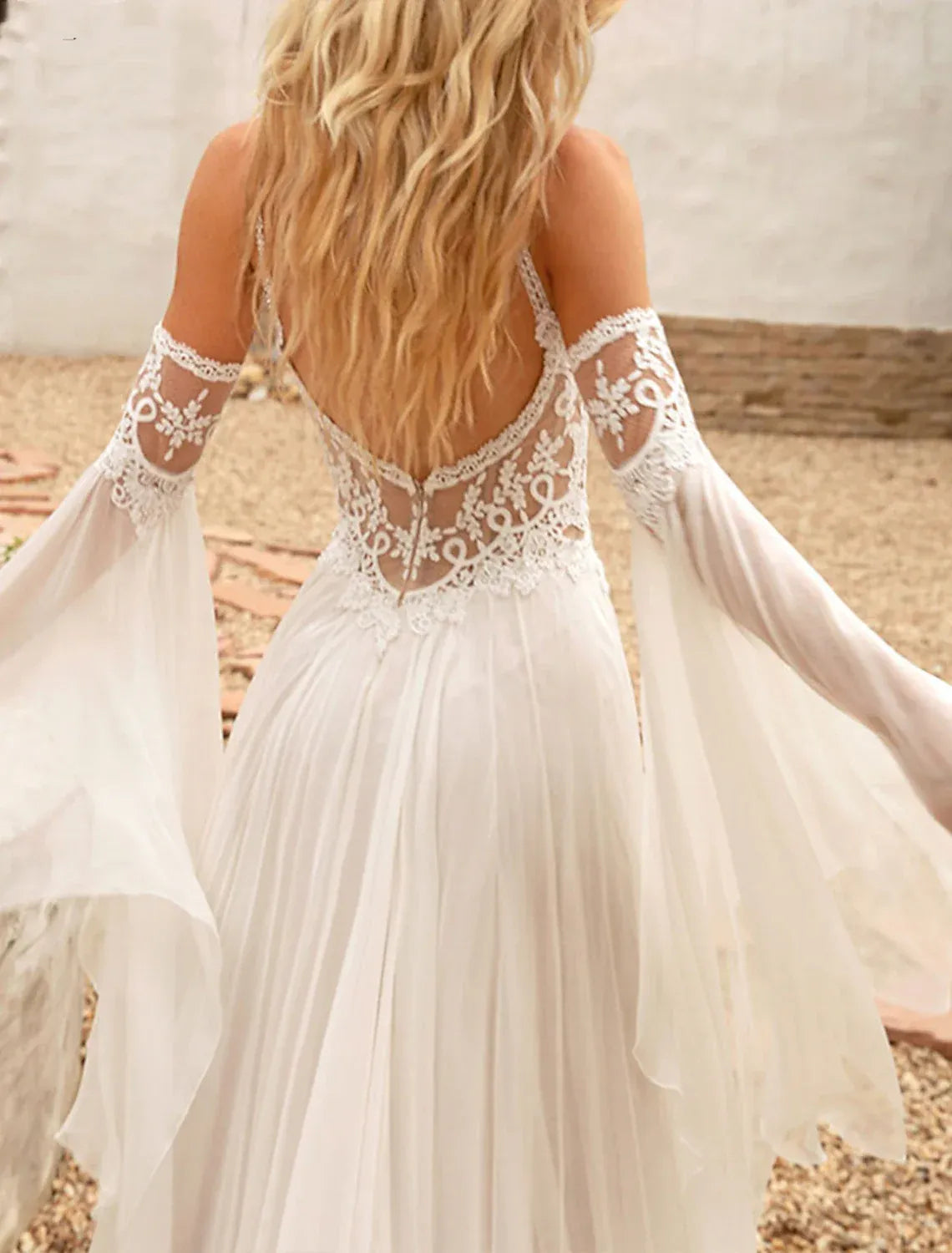 Spaghetti Strap Chiffon Wedding Dress - Yihuiw by Yihuiw