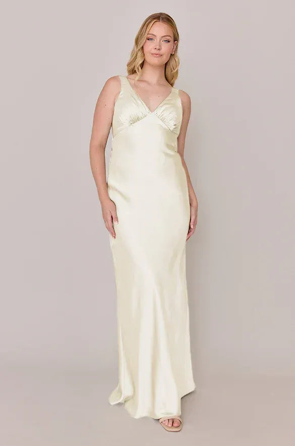 Mermaid Spaghetti Strap Satin Open Back Ruched Wedding Dress - Yihuiw by Yihuiw