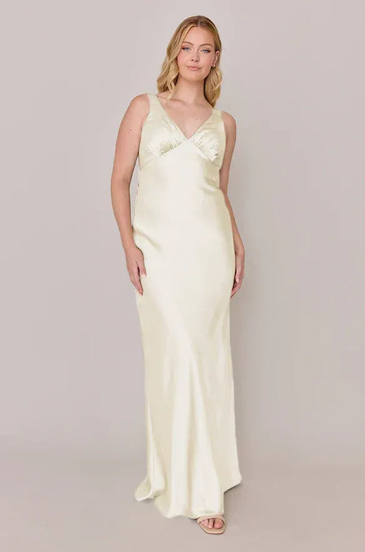 Mermaid Spaghetti Strap Satin Open Back Ruched Wedding Dress - Yihuiw by Yihuiw