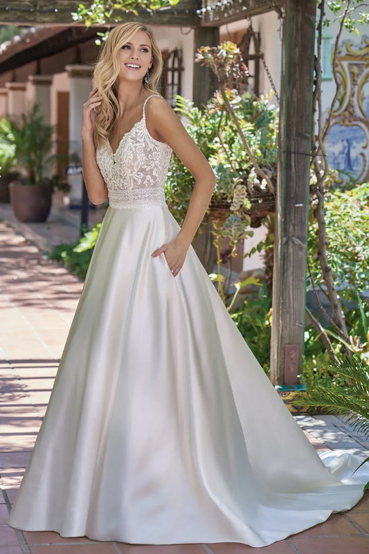 Spaghetti Strap Satin Wedding Dress - Yihuiw by Yihuiw