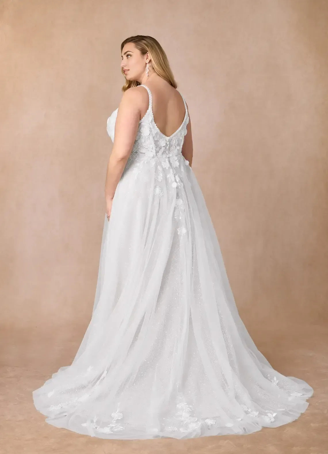 A-Line Spaghetti Strap Tulle High Slit Wedding Dress - Yihuiw by Yihuiw