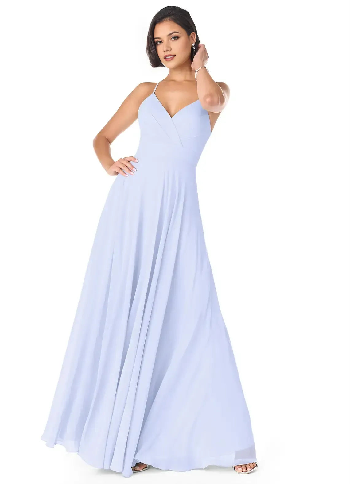 A-Line V-Neck Chiffon Cutout Wedding Dress - Yihuiw by Yihuiw