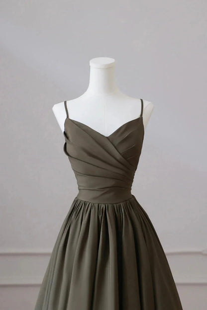Spaghetti Strap Satin Long Prom Dress A-Line V Neck Party Dress simple gentle atmospheric and unique desi Bring summer by YiHuiw