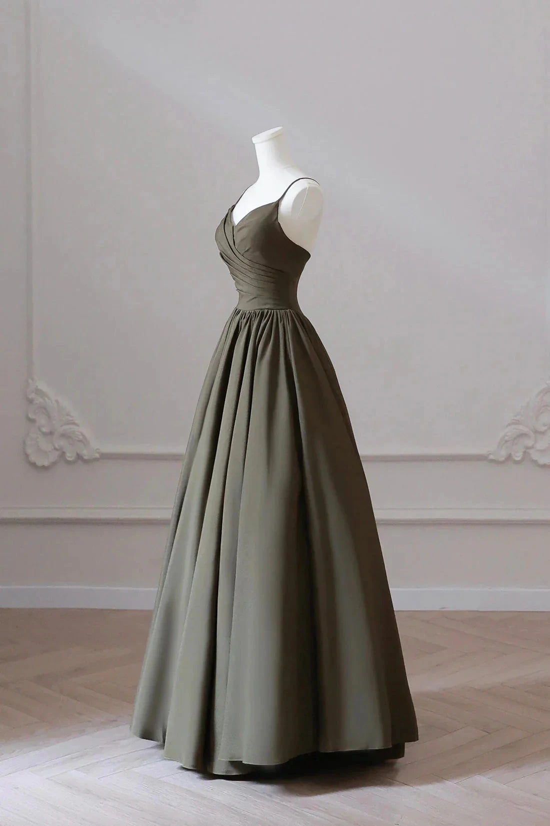 Spaghetti Strap Satin Long Prom Dress A-Line V Neck Party Dress simple gentle atmospheric and unique desi Bring summer by YiHuiw