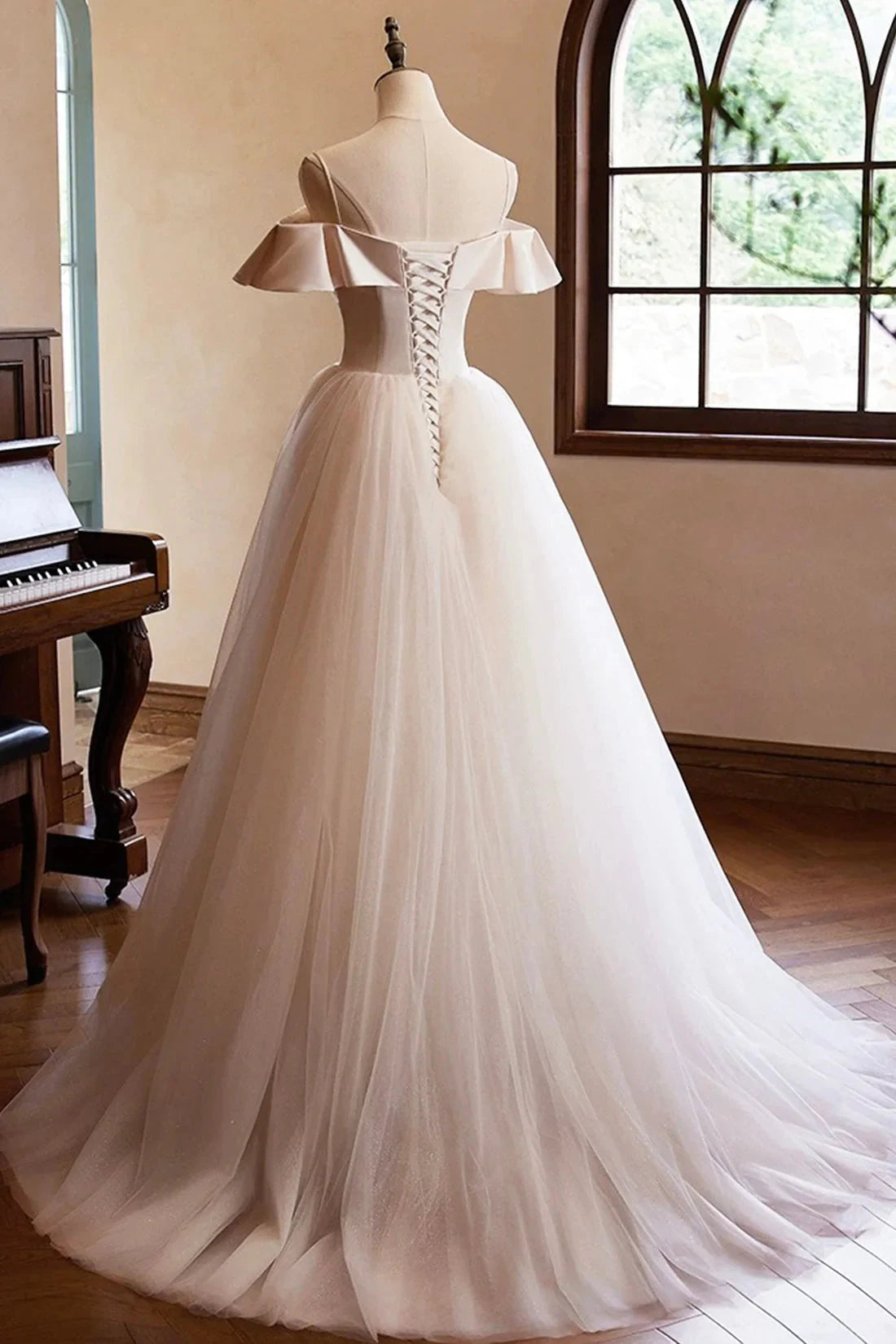 Spaghetti Straps Floor Length Prom Dresses A-Line Sleeveless Backless Evening Party Dress simple gentle atmospheric and unique desi Bring summer by YiHuiw