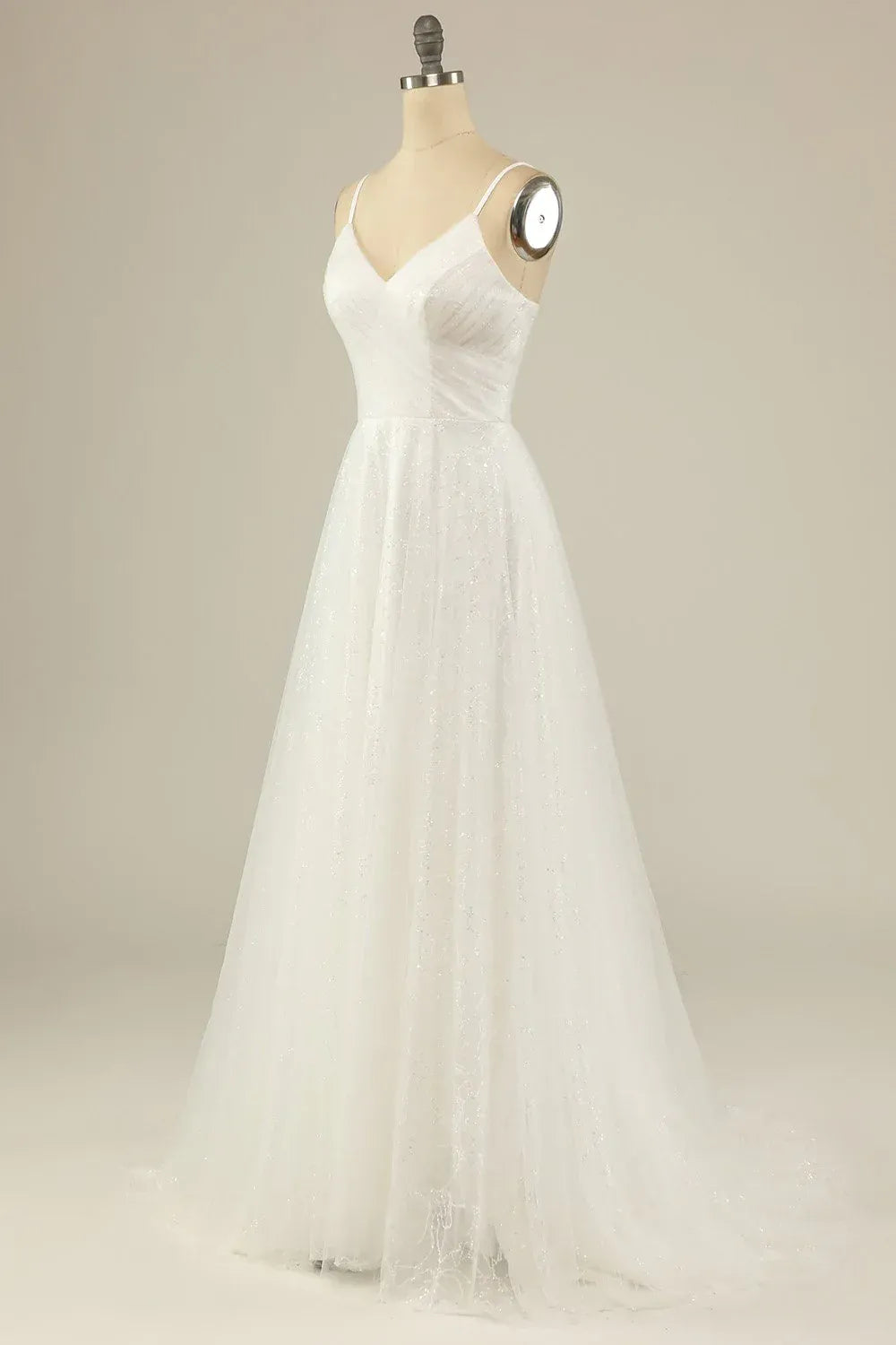 A-Line Tulle Train Wedding Dress - Yihuiw by Yihuiw