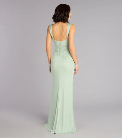 Mermaid Cowl Neck High Slit Floor-Length Wedding Dress - Yihuiw by Yihuiw