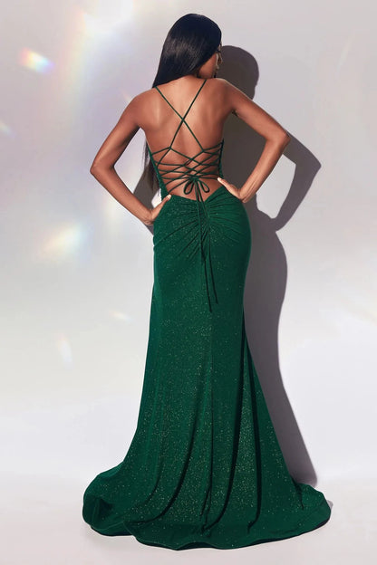 Sparkly Mermaid Sweetheart Spaghetti Strap Lace Up Back Train Floor Length Prom Dress by YiHuiw