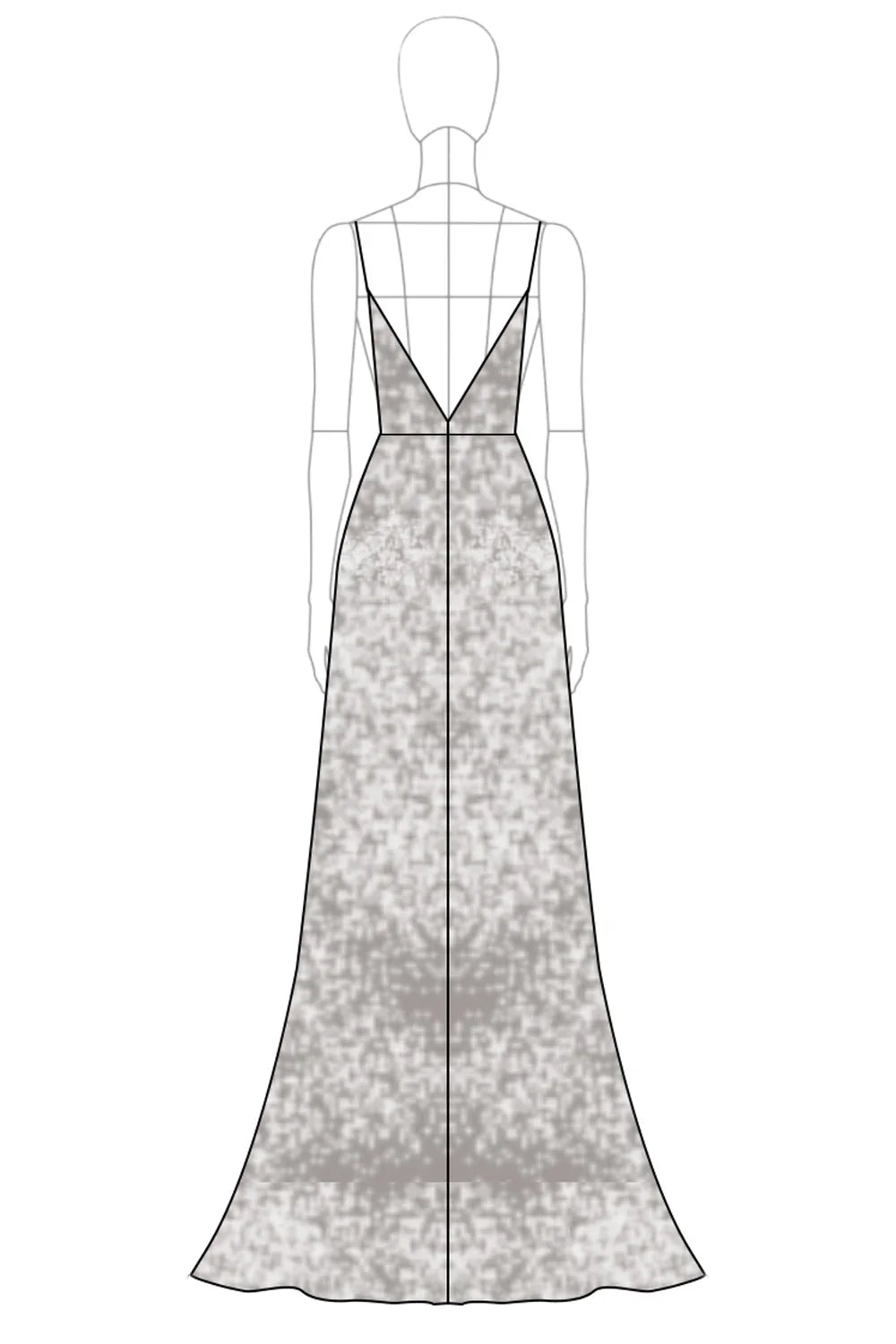 A-Line V-Neck Spaghetti-Strap Open-Back Floor-Length Evening Dress