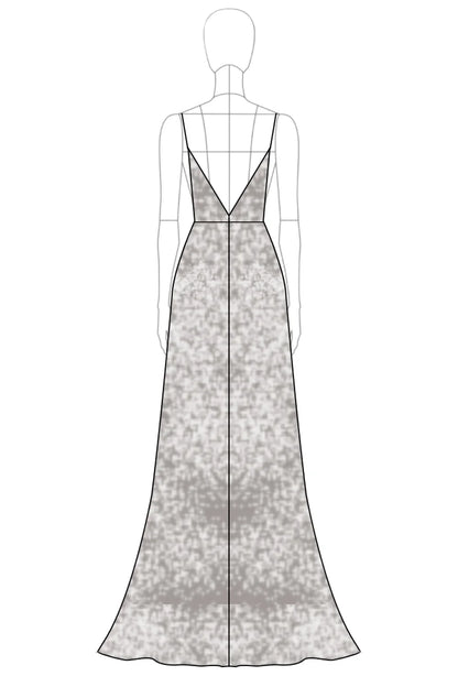 A-Line V-Neck Spaghetti-Strap Open-Back Floor-Length Evening Dress