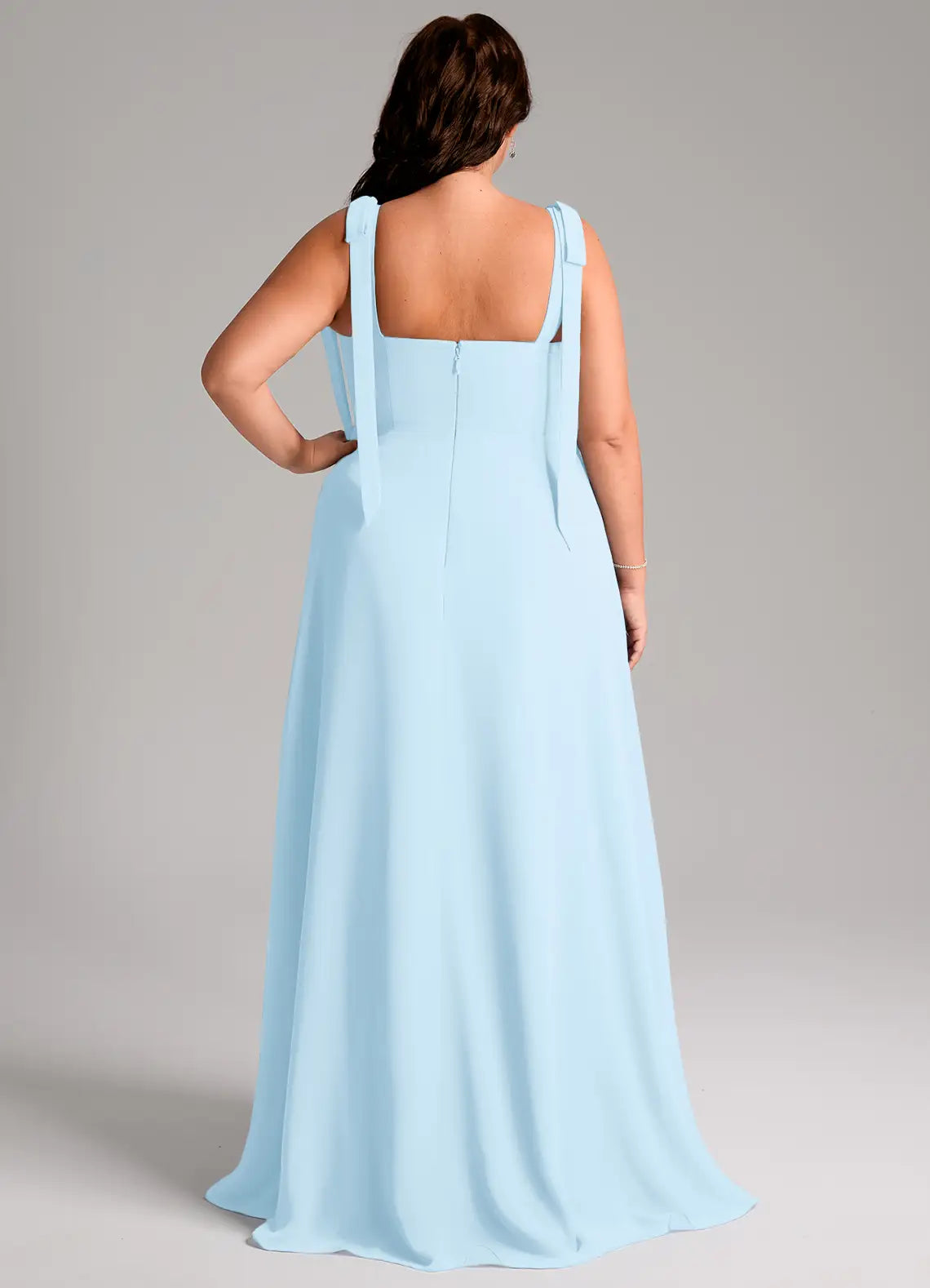 Square Neck High Slit Floor-Length Wedding Dress - Yihuiw by Yihuiw
