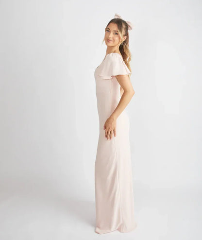Mermaid Square Neck Satin Short Sleeve Open Back Mini Wedding Dress - Yihuiw by Yihuiw