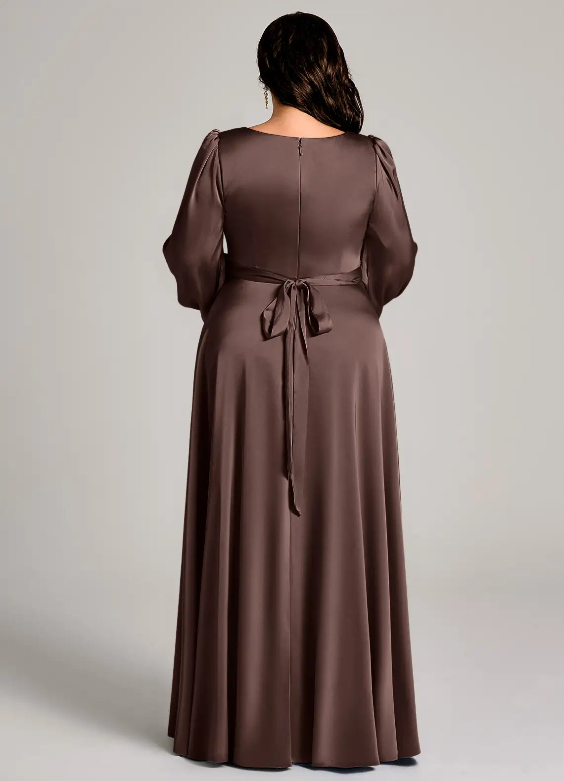 Square Neck Long Sleeve High Slit Floor-Length Wedding Dress - Yihuiw by Yihuiw