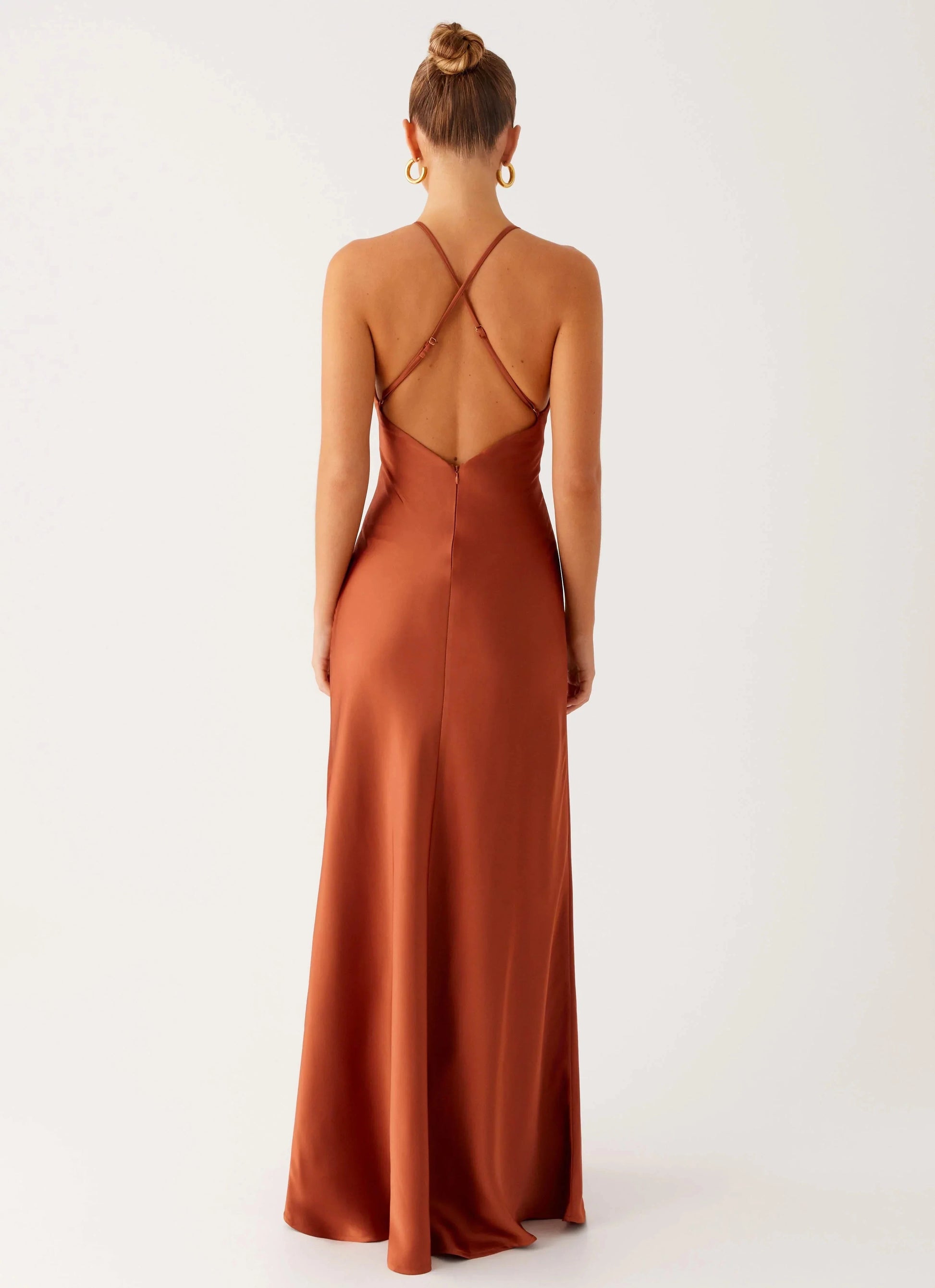 Statement-Making A-Line Satin Halter Neck Sleeveless Keyhole Cross-Back Floor-Length Prom Dress by YiHuiw