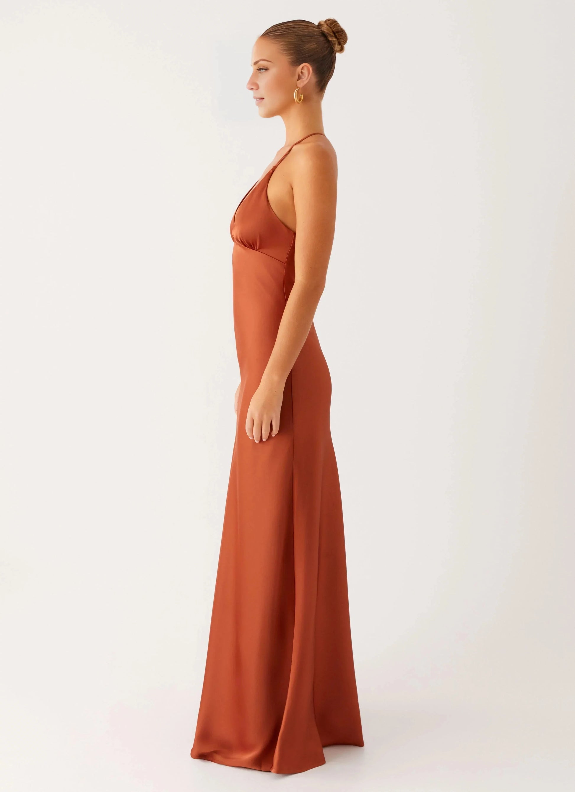 Statement-Making A-Line Satin Halter Neck Sleeveless Keyhole Cross-Back Floor-Length Prom Dress by YiHuiw