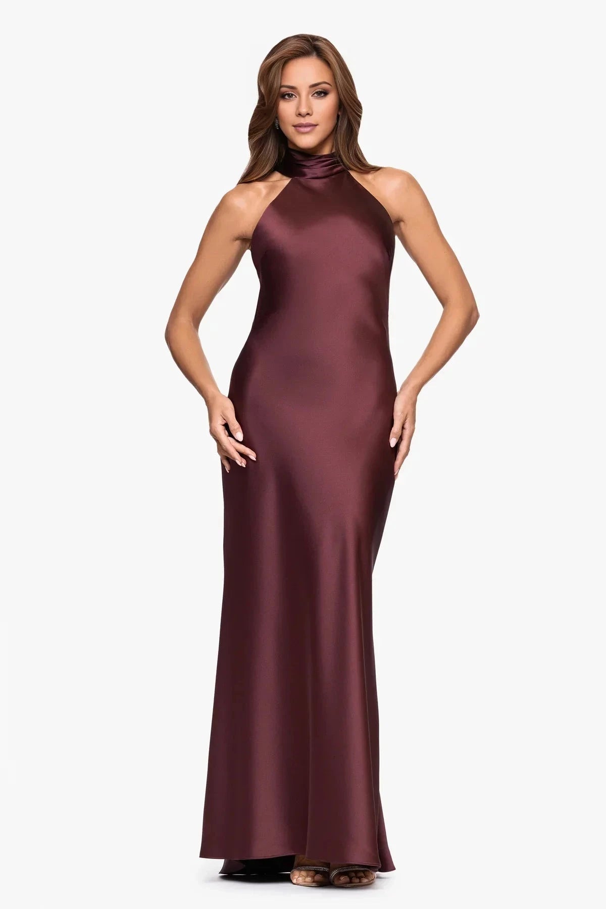Statement-Making Mermaid Halter Neck Sleeveless Bow-Back Floor-Length Prom Dress by YiHuiw