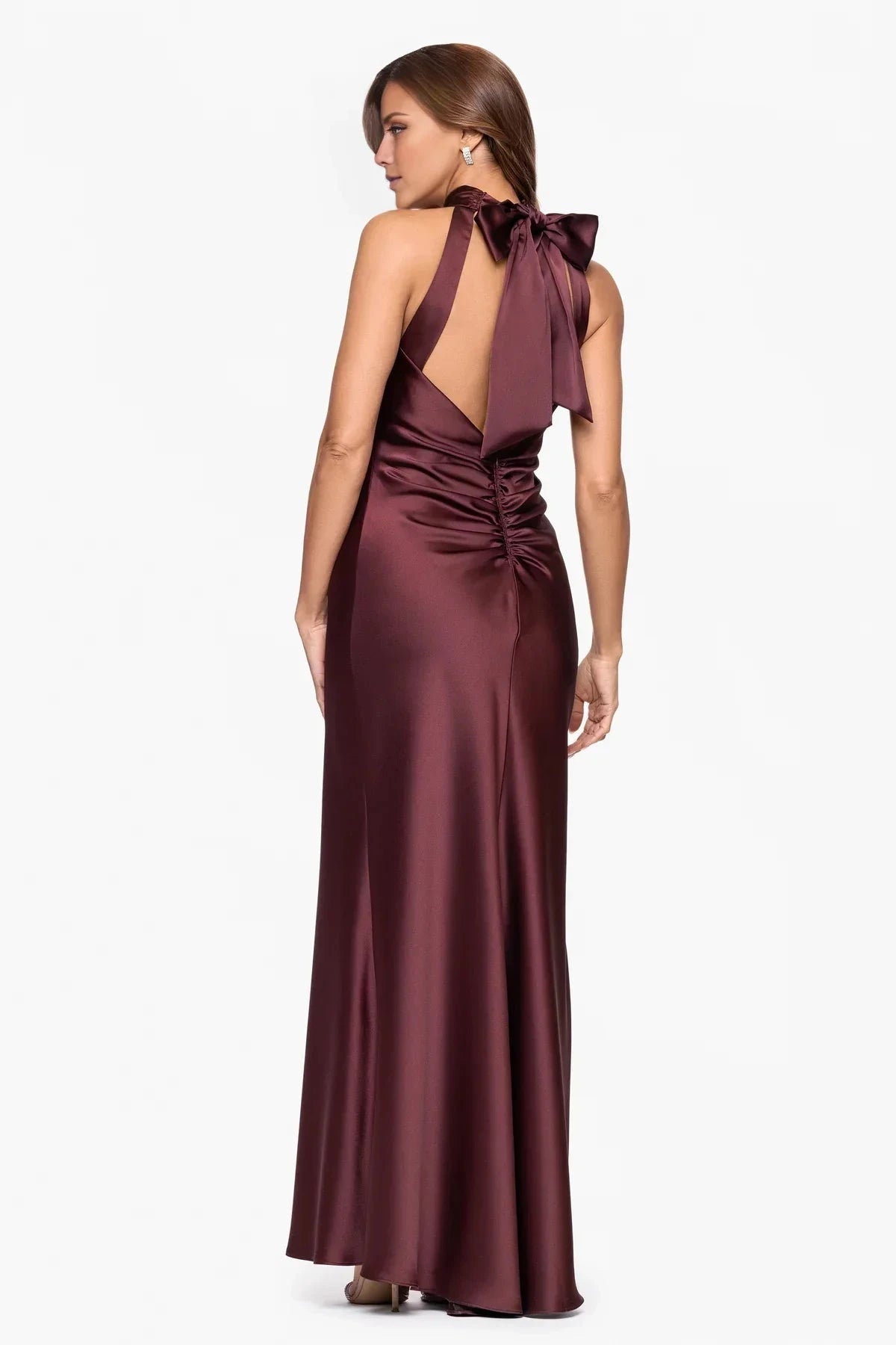 Statement-Making Mermaid Halter Neck Sleeveless Bow-Back Floor-Length Prom Dress by YiHuiw
