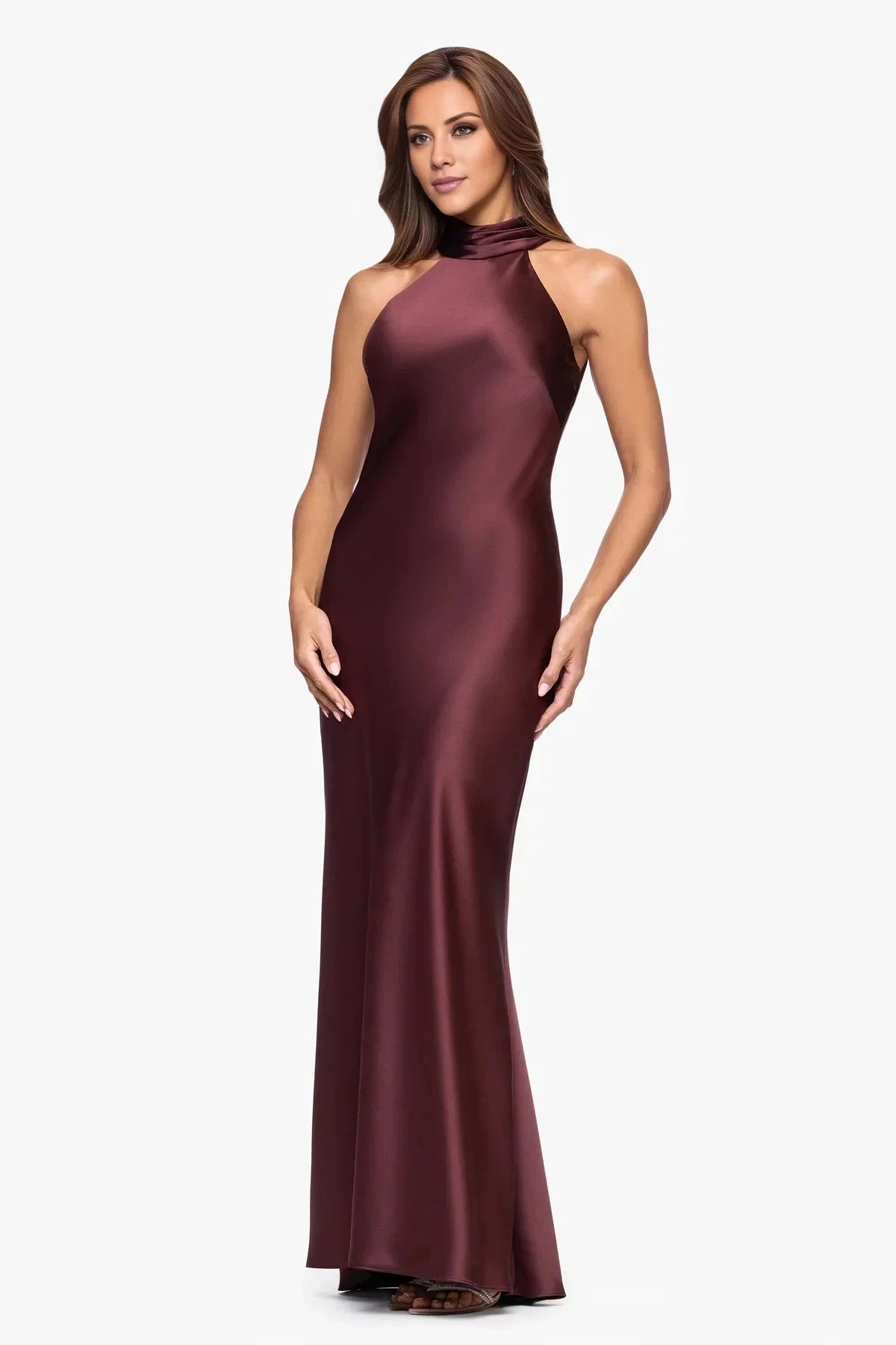 Statement-Making Mermaid Halter Neck Sleeveless Bow-Back Floor-Length Prom Dress by YiHuiw