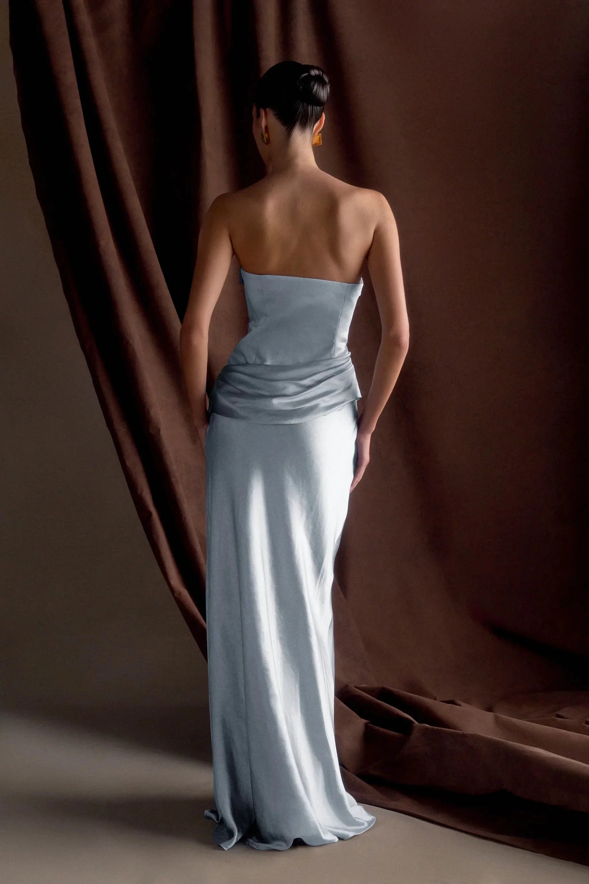 Statement-Making Off the Shoulder Neck Satin Sleeveless Strapless Ruched Mermaid Floor-Length Evening Dress by YiHuiw