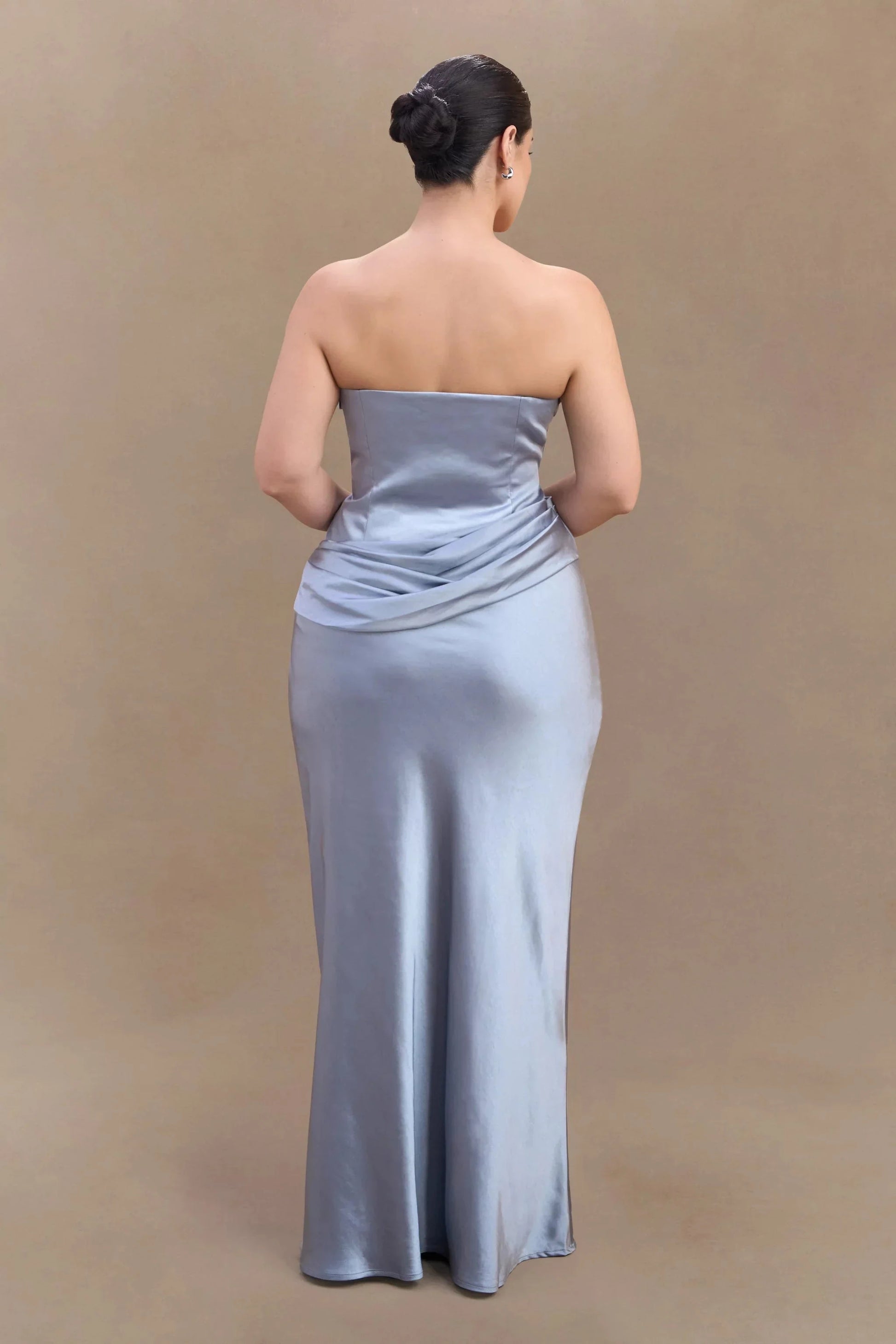 Statement-Making Off the Shoulder Neck Satin Sleeveless Strapless Ruched Mermaid Floor-Length Evening Dress by YiHuiw