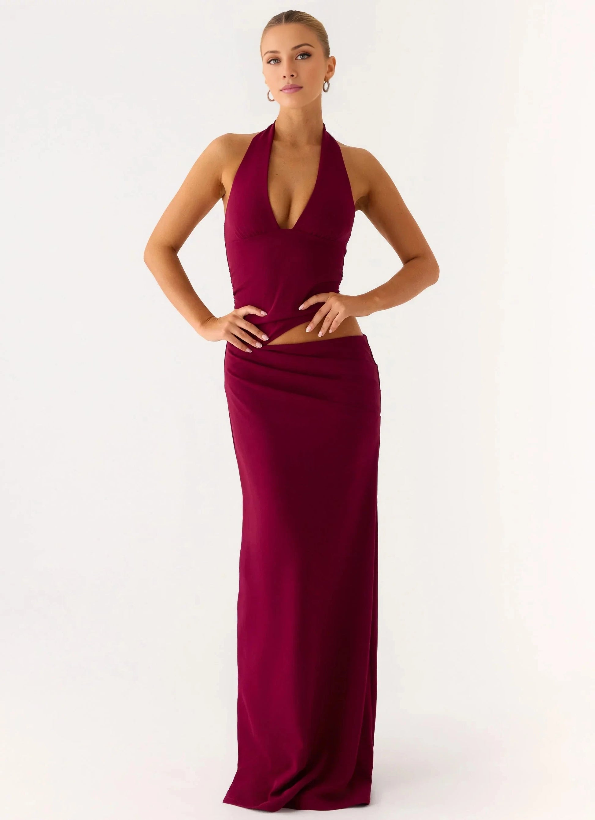 Statement-Making Sheath Halter Neck Sleeveless Backless Cut-Out Floor-Length Evening Dress by YiHuiw