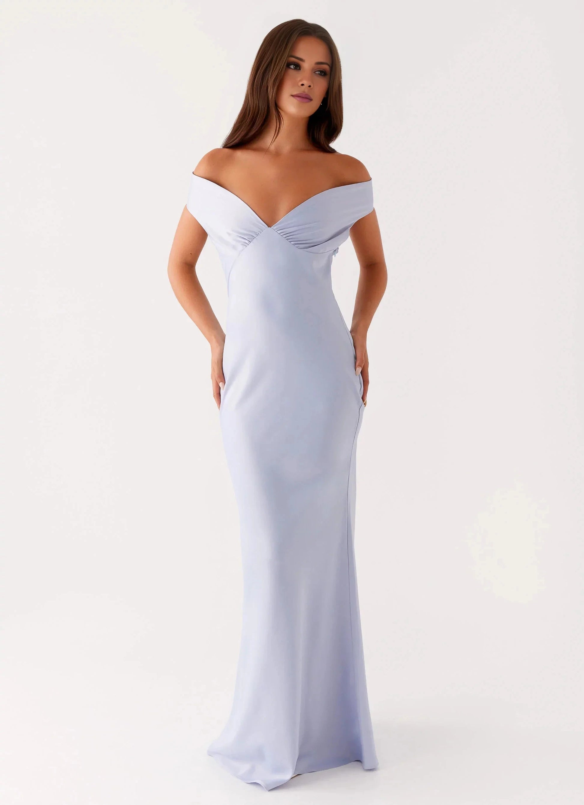 Statement-Making Sheath Off-Shoulder Neck Sleeveless Ruched Open-Back Floor-Length Prom Dress by YiHuiw