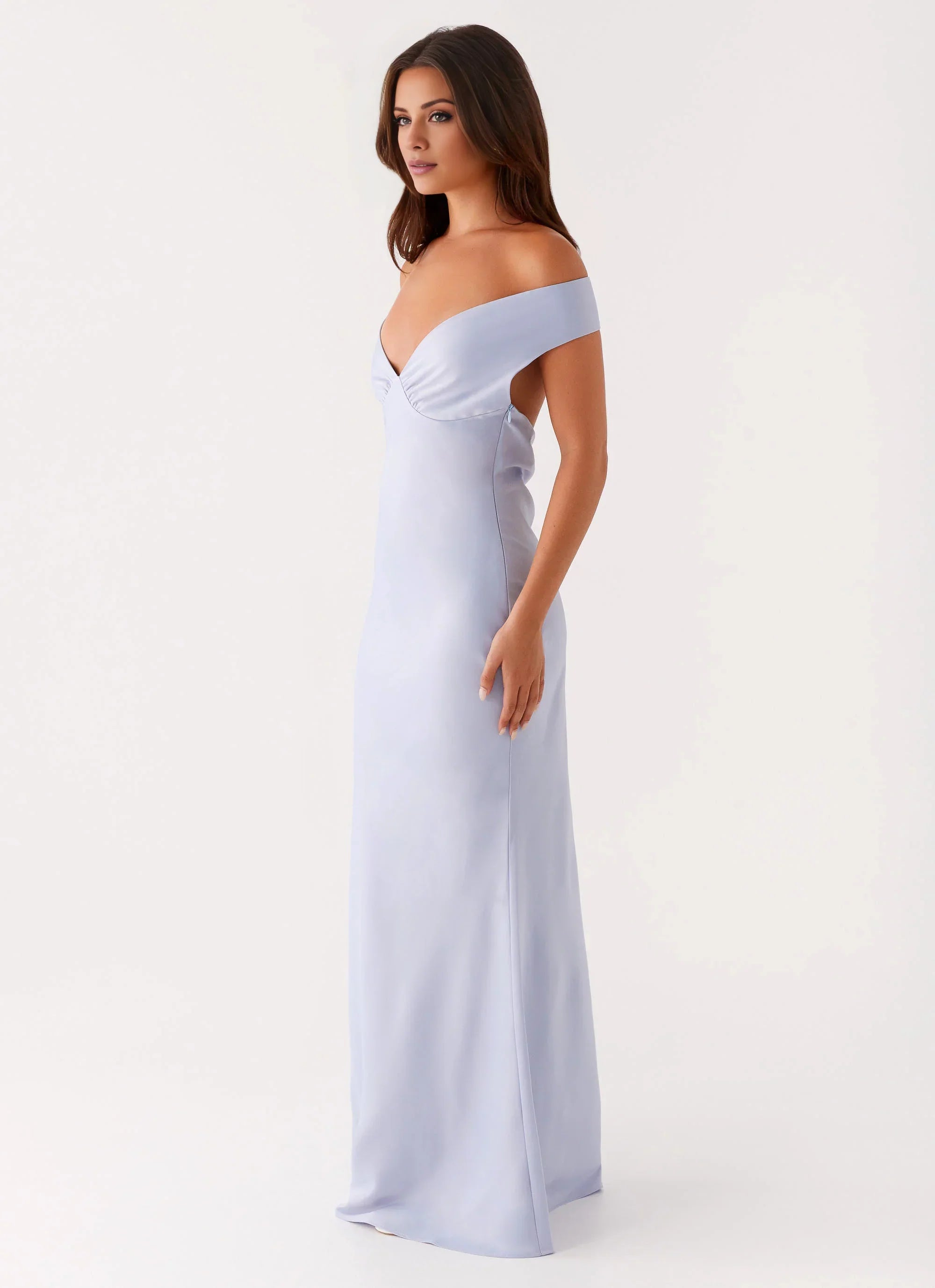 Statement-Making Sheath Off-Shoulder Neck Sleeveless Ruched Open-Back Floor-Length Prom Dress