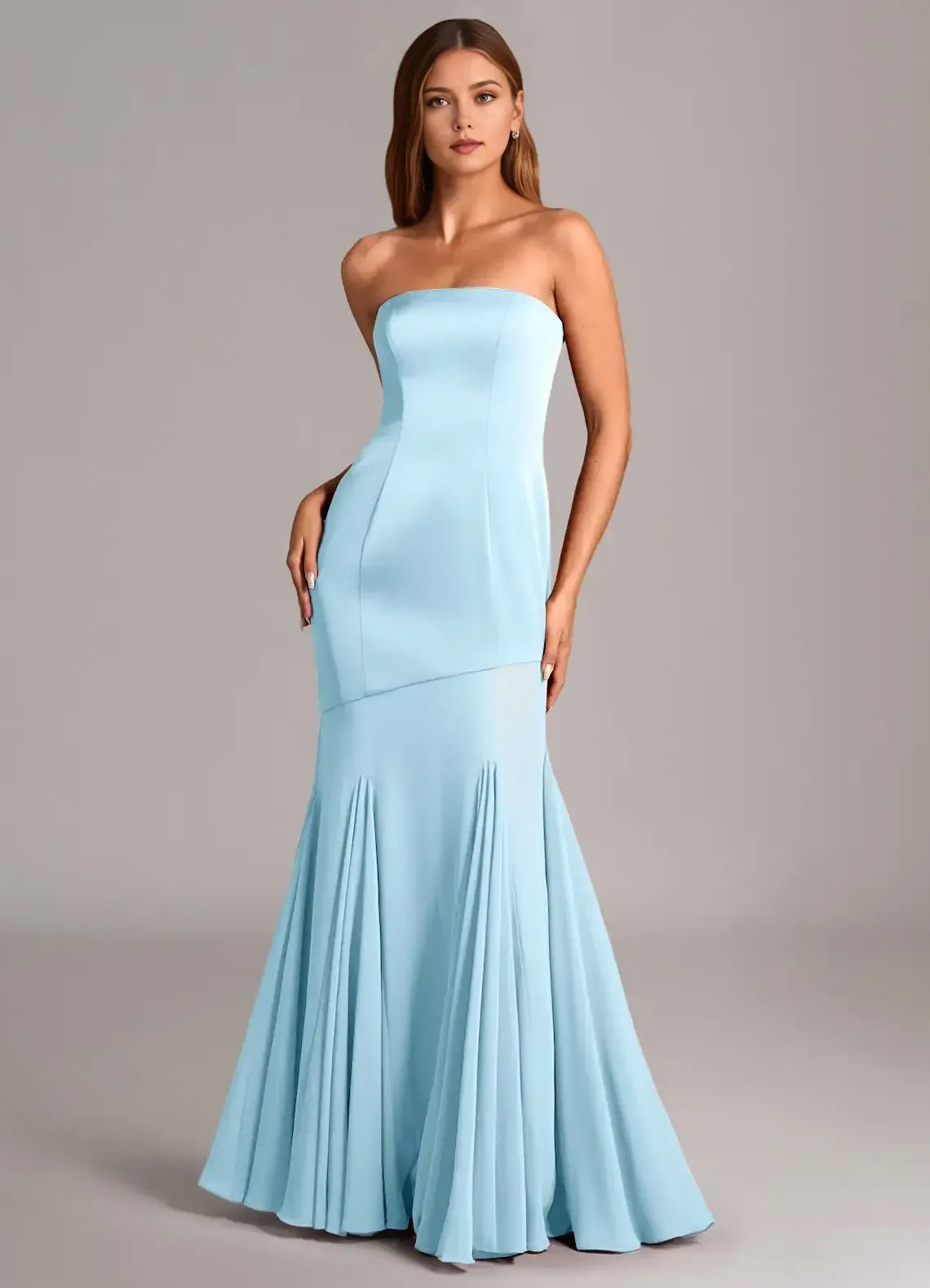 Mermaid Strapless Satin Pleated Wedding Dress - Yihuiw by Yihuiw