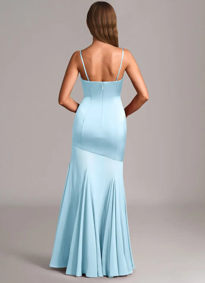 Mermaid Strapless Satin Pleated Wedding Dress - Yihuiw by Yihuiw