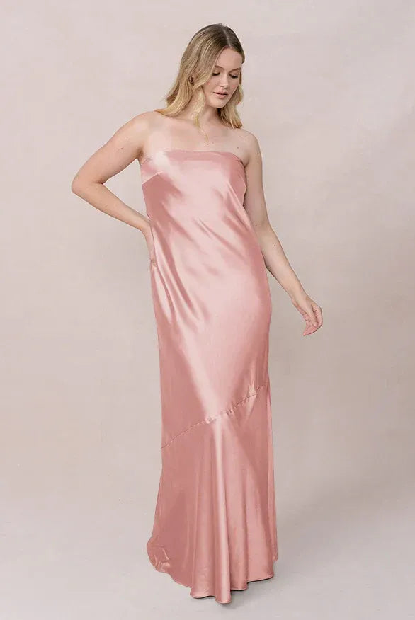 Mermaid Strapless Satin Button Back Wedding Dress - Yihuiw by Yihuiw