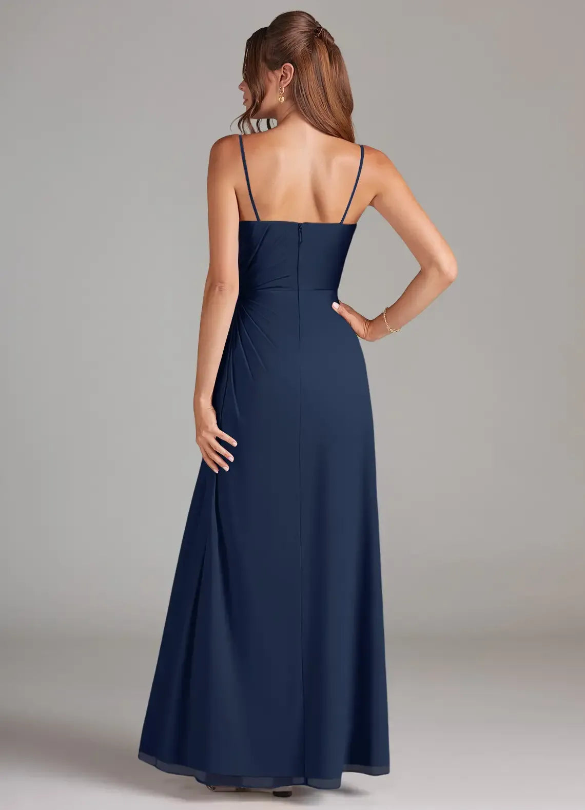 A-Line Strapless Chiffon High Slit Wedding Dress - Yihuiw by Yihuiw