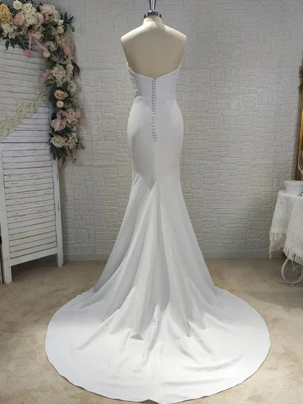 Mermaid Strapless Satin Ruched Wedding Dress - Yihuiw by Yihuiw