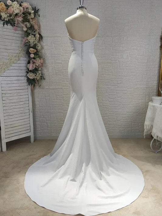 Mermaid Strapless Satin Ruched Wedding Dress - Yihuiw by Yihuiw