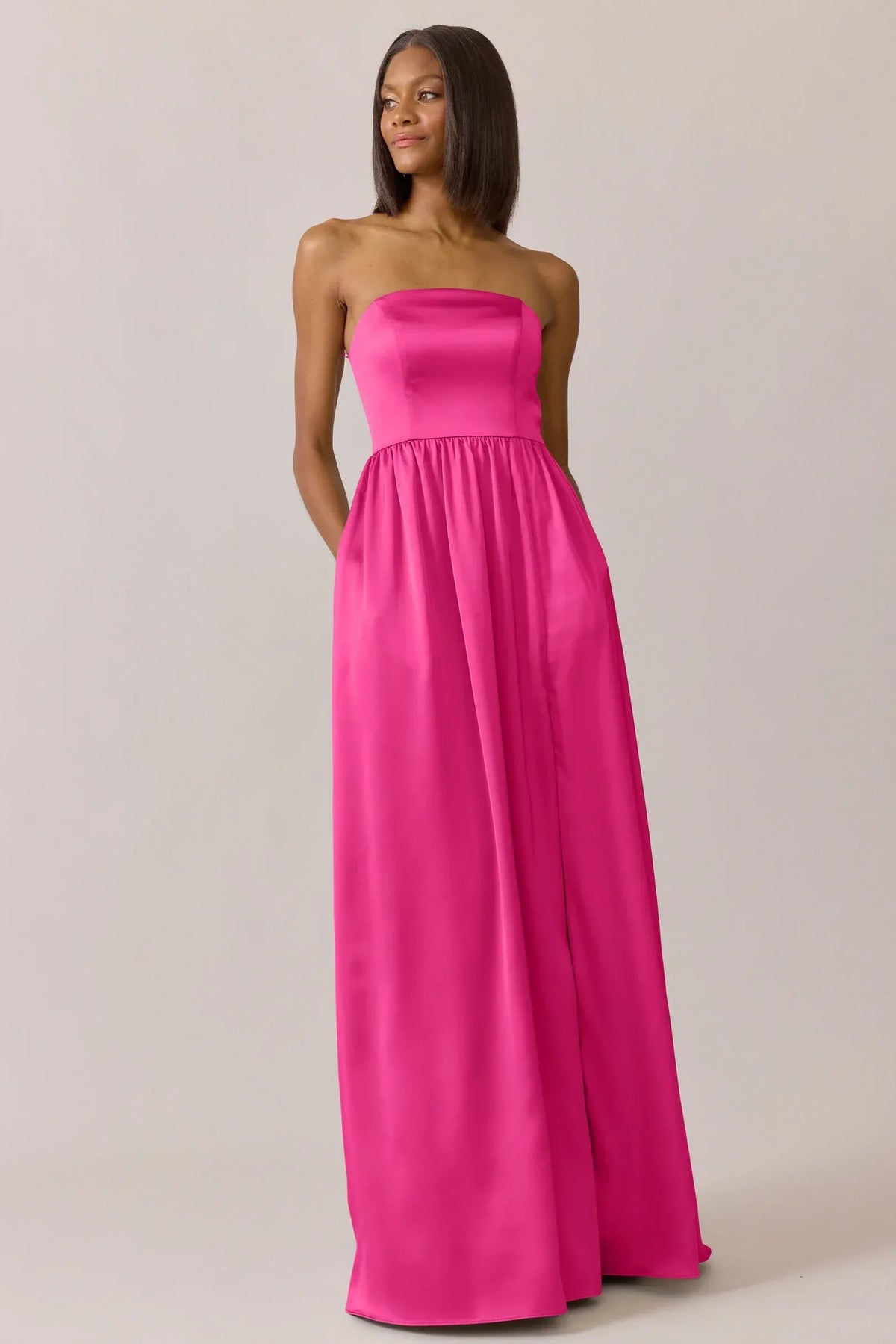A-Line Strapless Satin Wedding Dress - Yihuiw by Yihuiw