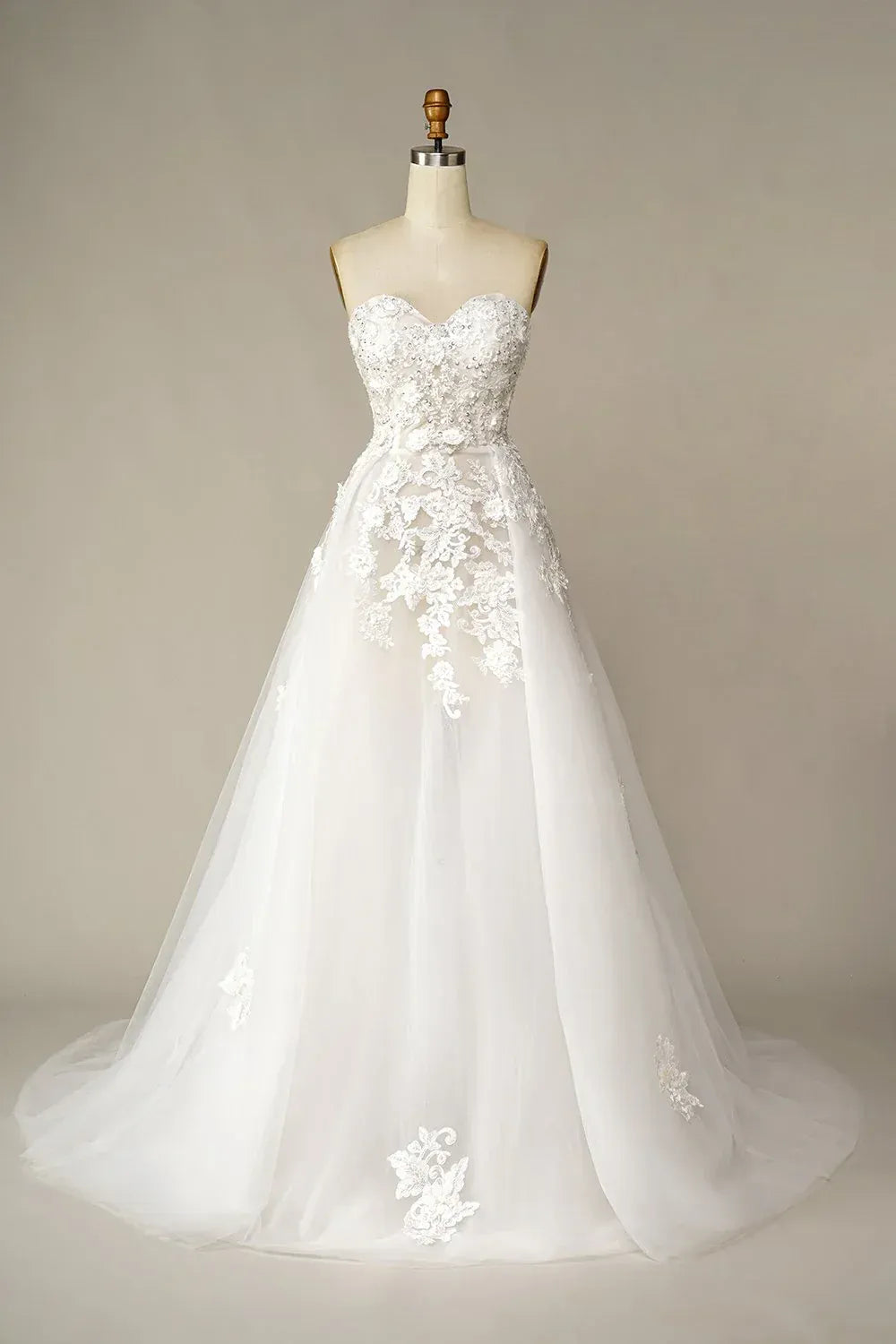 A-Line Sweetheart Tulle Train Wedding Dress - Yihuiw by Yihuiw