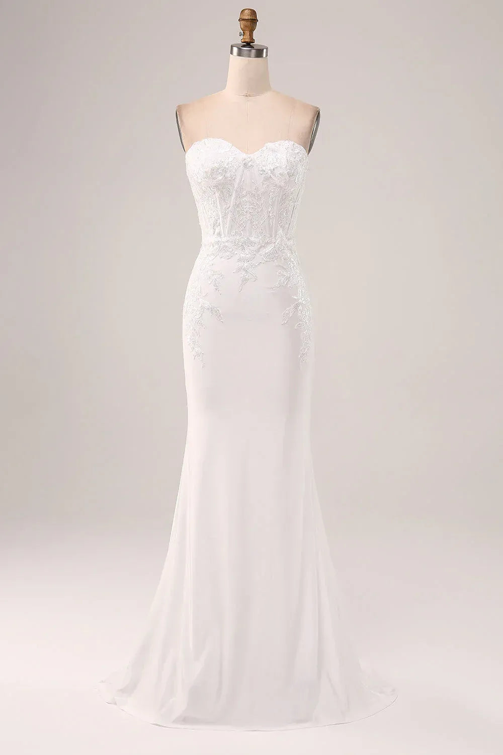 Mermaid Sweetheart Chiffon Lace-Up Back Train Wedding Dress - Yihuiw by Yihuiw