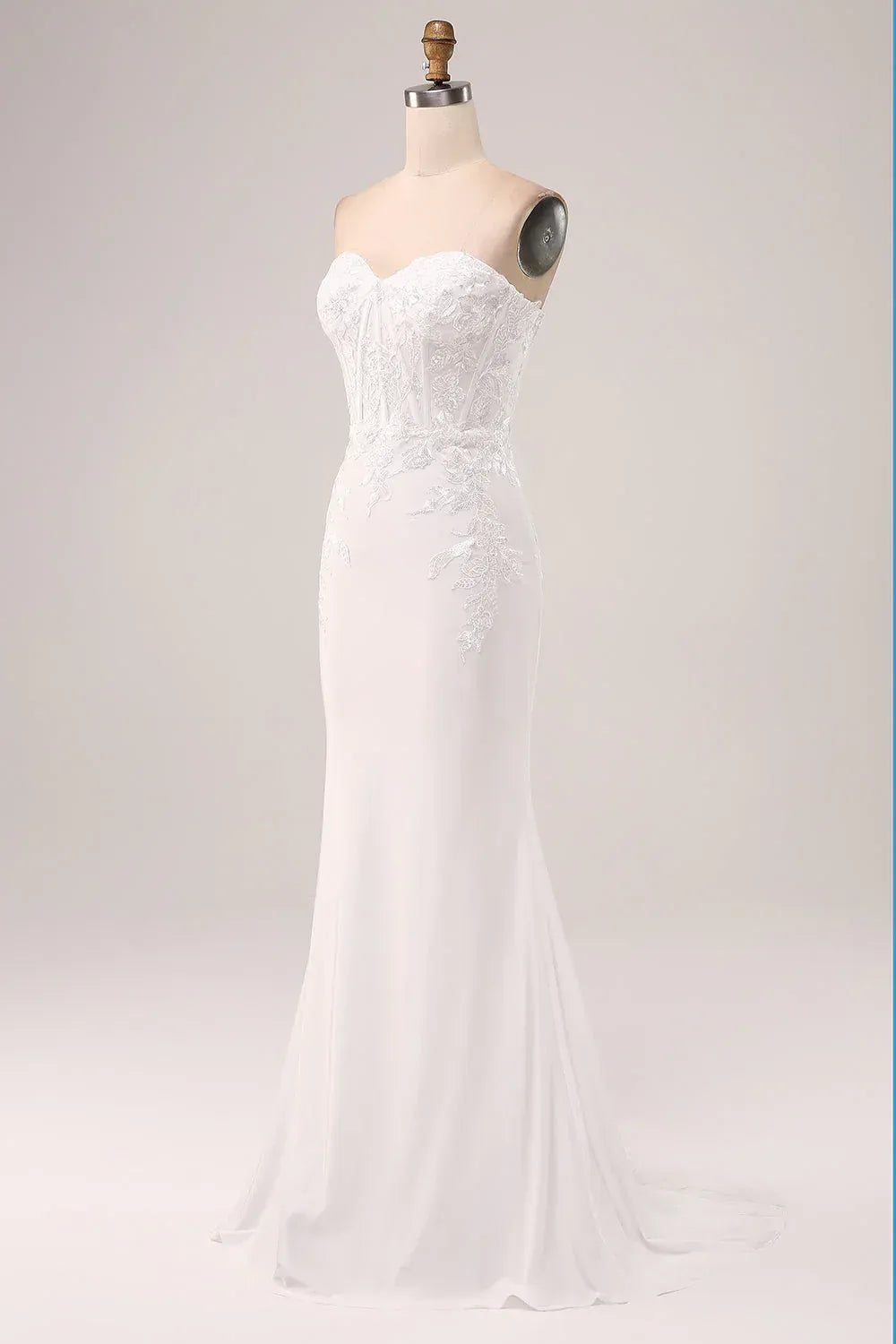 Mermaid Sweetheart Chiffon Lace-Up Back Train Wedding Dress - Yihuiw by Yihuiw