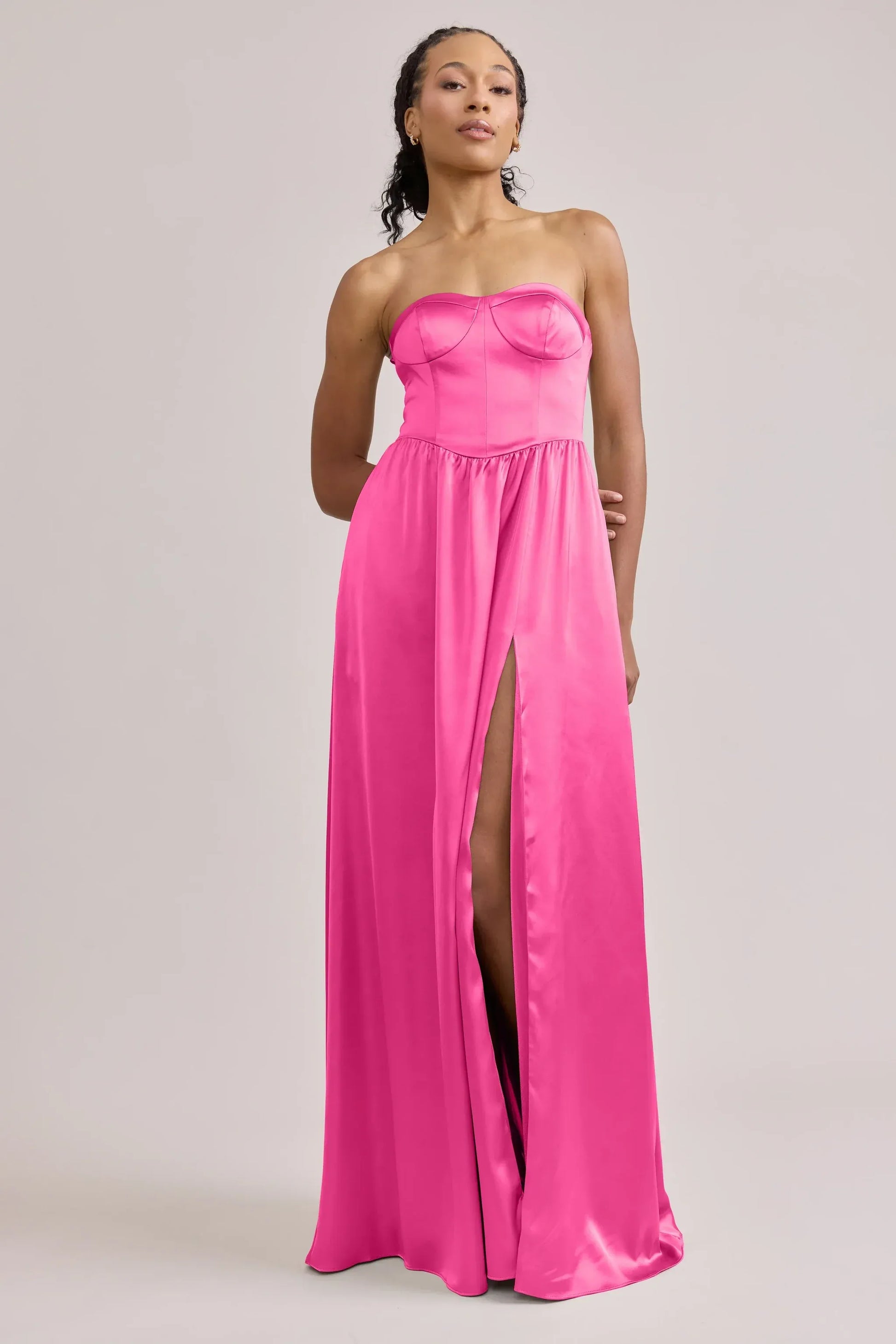 A-Line Sweetheart Satin Lace-Up Back High Slit Wedding Dress - Yihuiw by Yihuiw