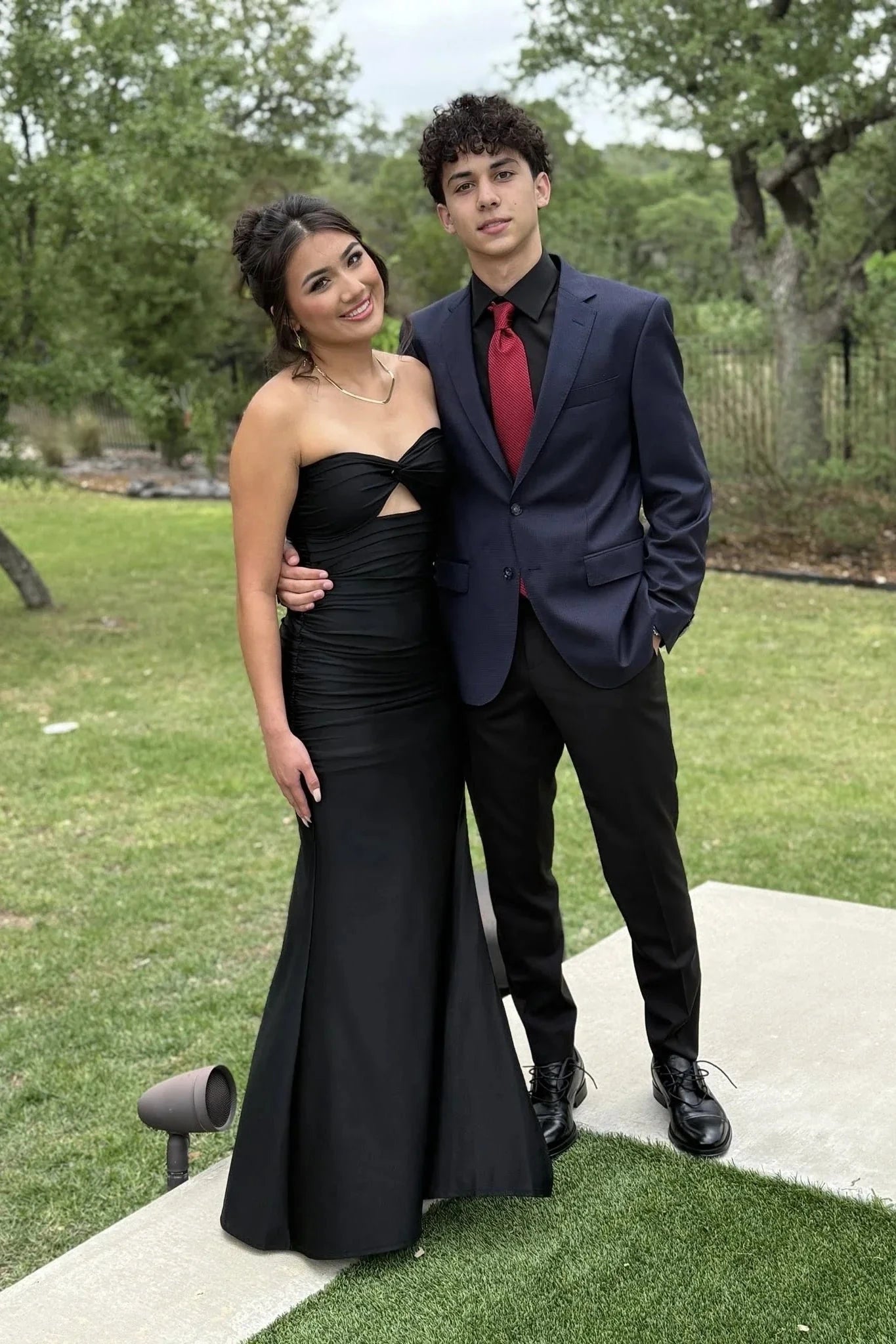 Strapless Ruched Mermaid Prom Dress with Cutout Back and High Slit by JiMiss Dresses