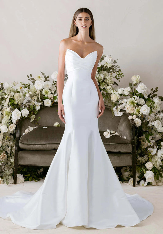 Mermaid Sweetheart Satin Train Wedding Dress - Yihuiw by Yihuiw