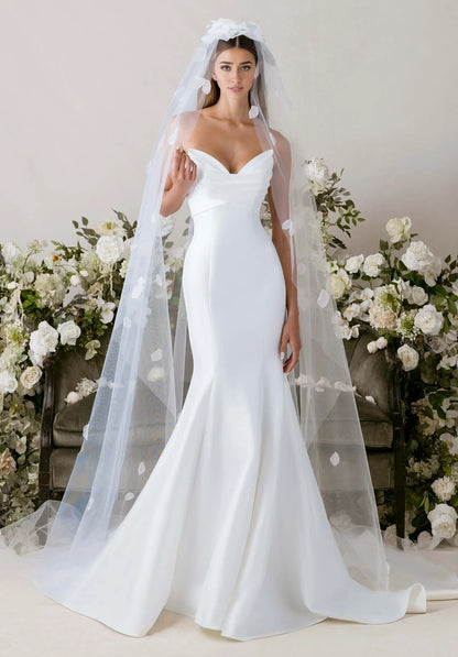 Mermaid Sweetheart Satin Train Wedding Dress - Yihuiw by Yihuiw
