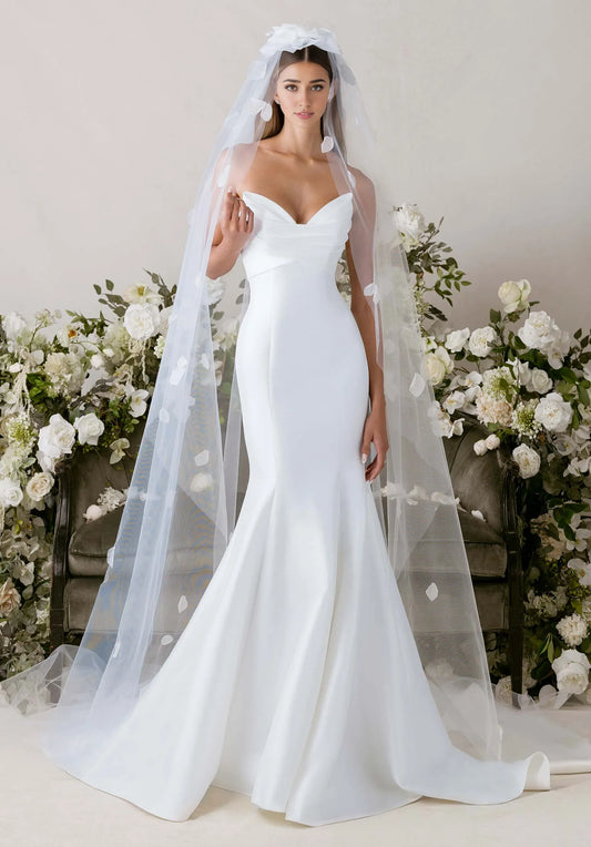 Mermaid Sweetheart Satin Train Wedding Dress - Yihuiw by Yihuiw